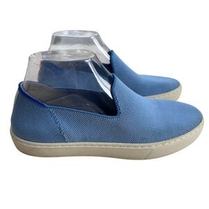 Rothys EUC The Loafer Light Blue Orange Knit Slip On Shoes Womens Size 7.5 Comfy